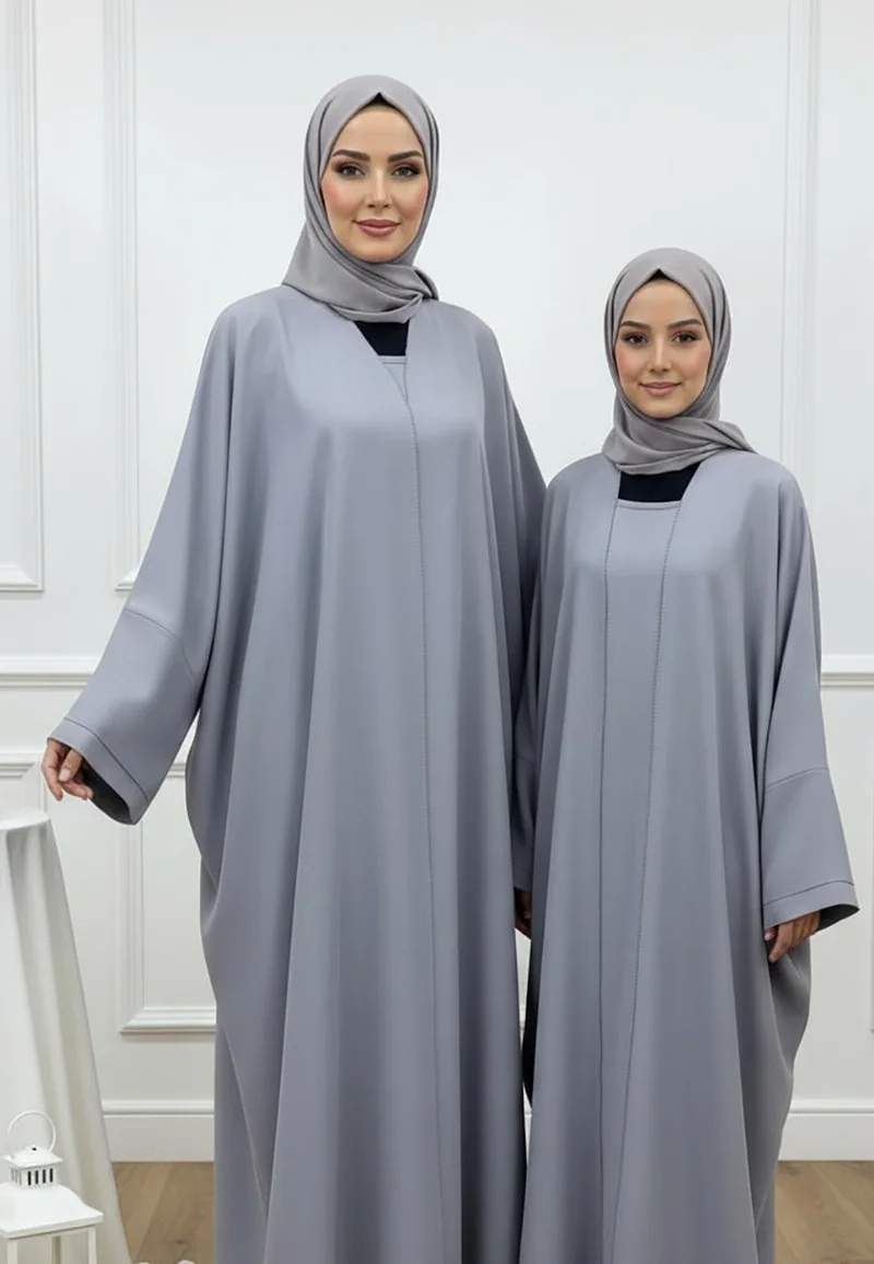 النخبة Luxurious Mother & Daughter 2-Piece Abaya Set | Signature Matching Inner Dress Collection-2P832MD (Dresses are sold individually. To create a matching mom and daughter set, please purchase two items in different sizes)